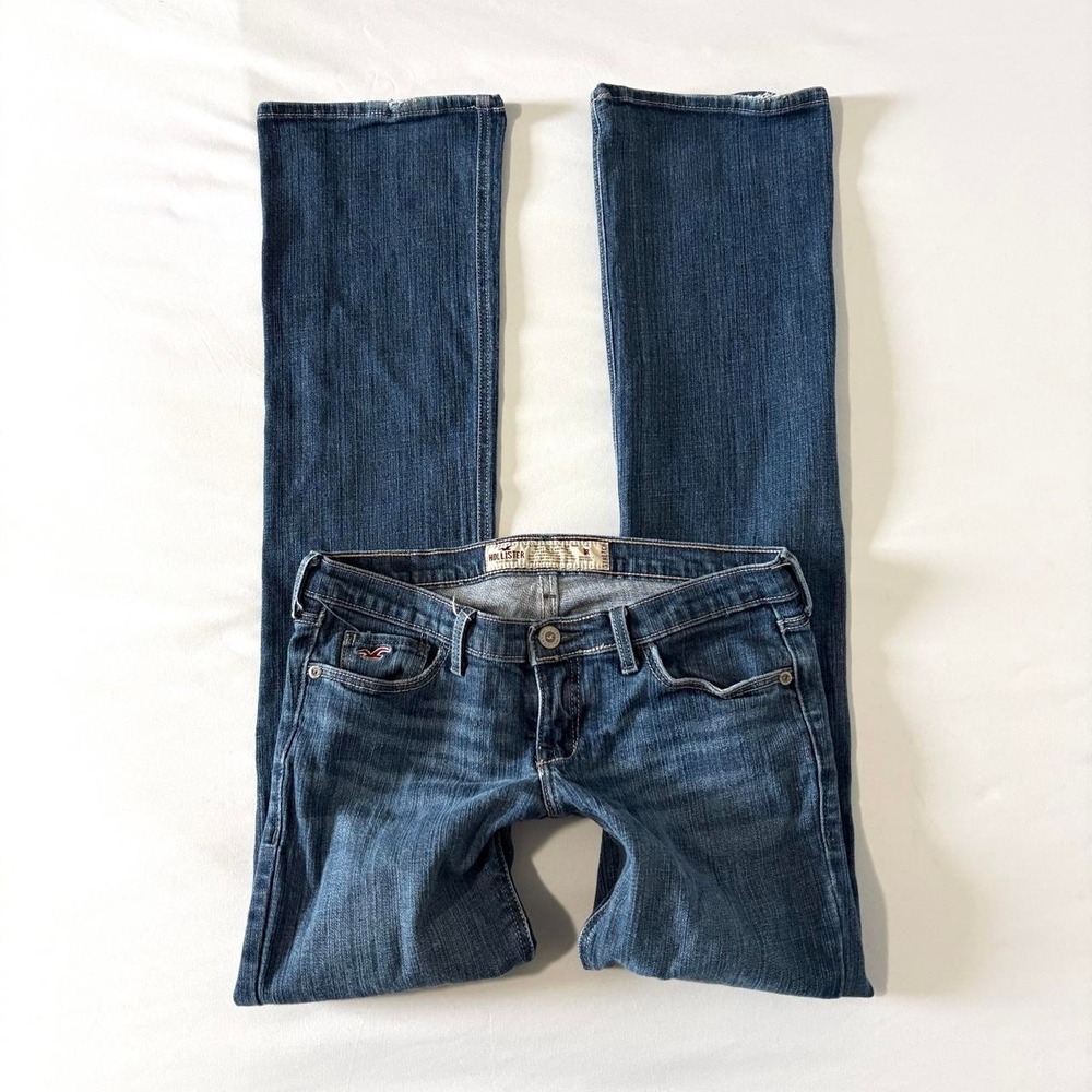 Hollister Low Rise Flare Jeans Women 1R Blue Y2K Stretch Denim